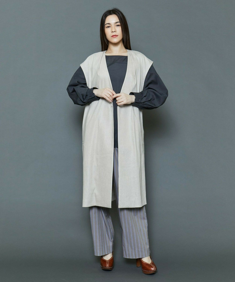 MOGA Collection [MOGA Collection]ハイパーストレッチリネンロングジレ ベージュ