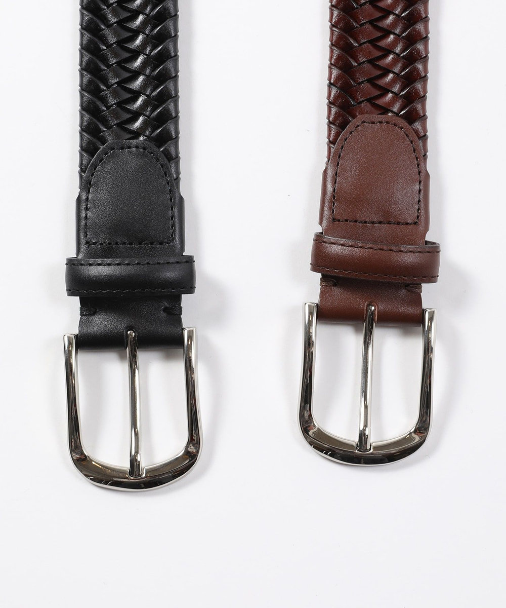 MEN'S BIGI 【DOMODOSSOLA】レザーメッシュプレーンベルト ブラック