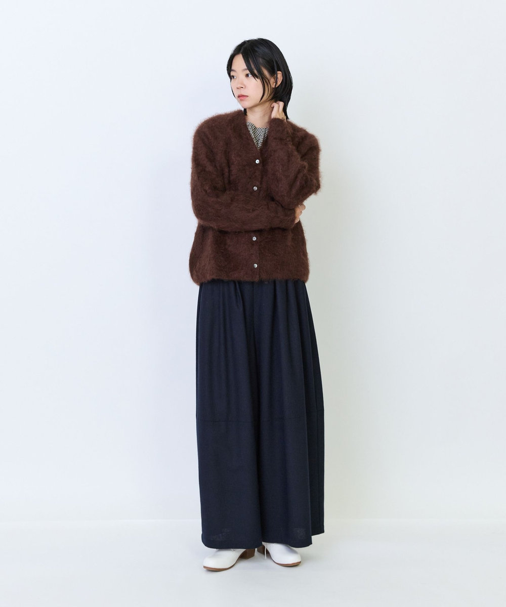 LOISIR カシミヤファー加工カーディガン ブラウン