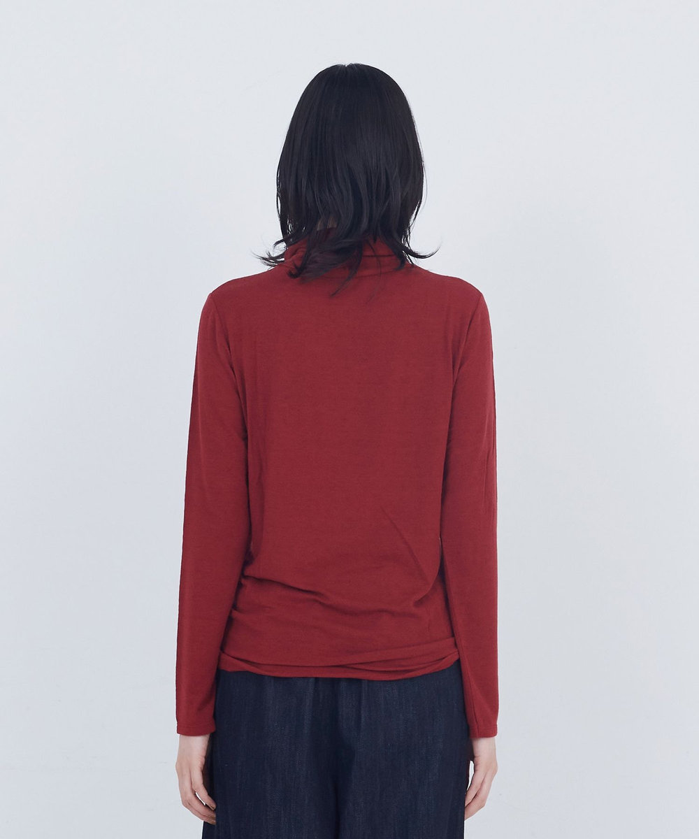 ADIEU TRISTESSE ガーゼベア天竺タートルネックカットソープルオーバー レッド