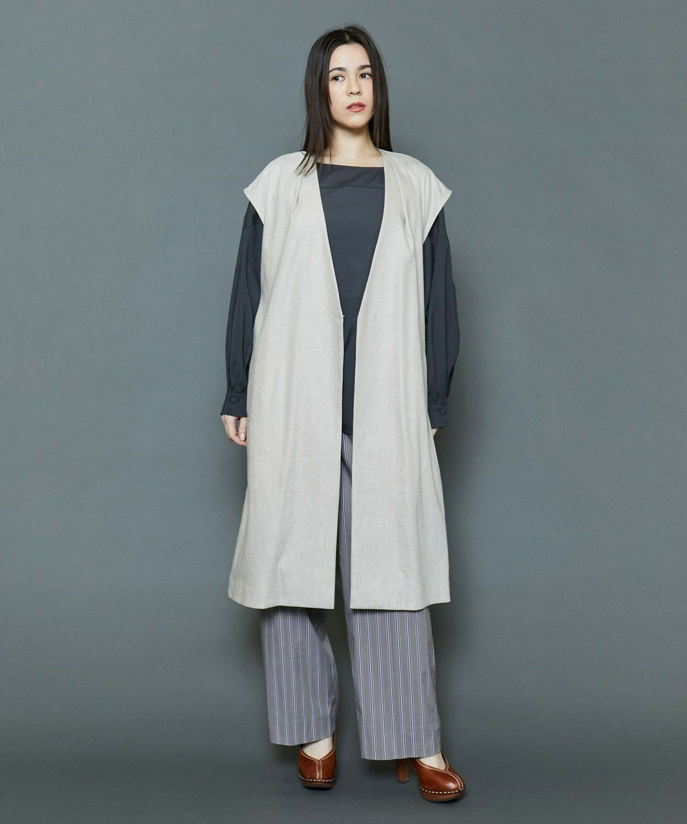 MOGA Collection [MOGA Collection]ハイパーストレッチリネンロングジレ ベージュ