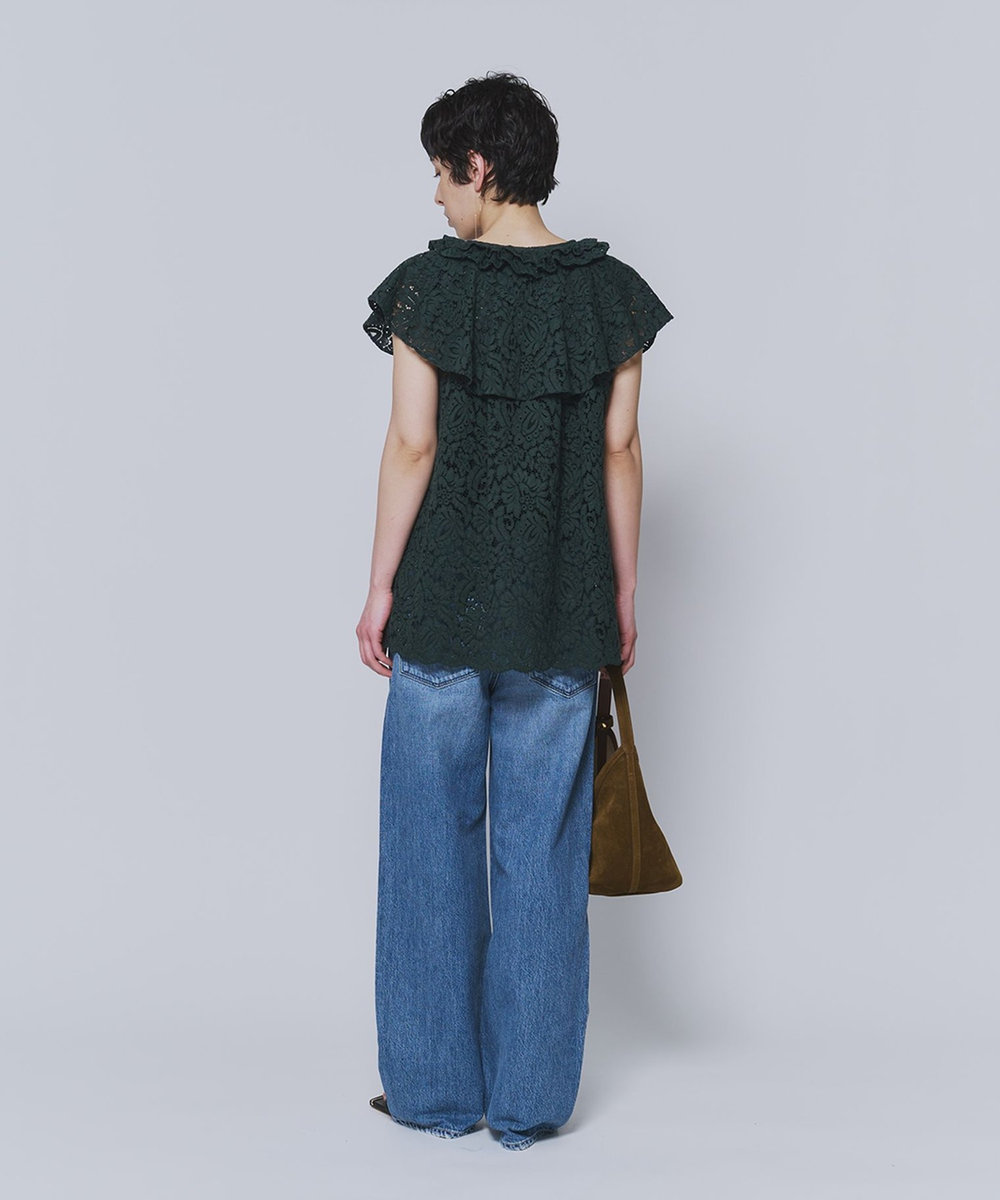 1er Arrondissement フラワーレースケープブラウス グリーン
