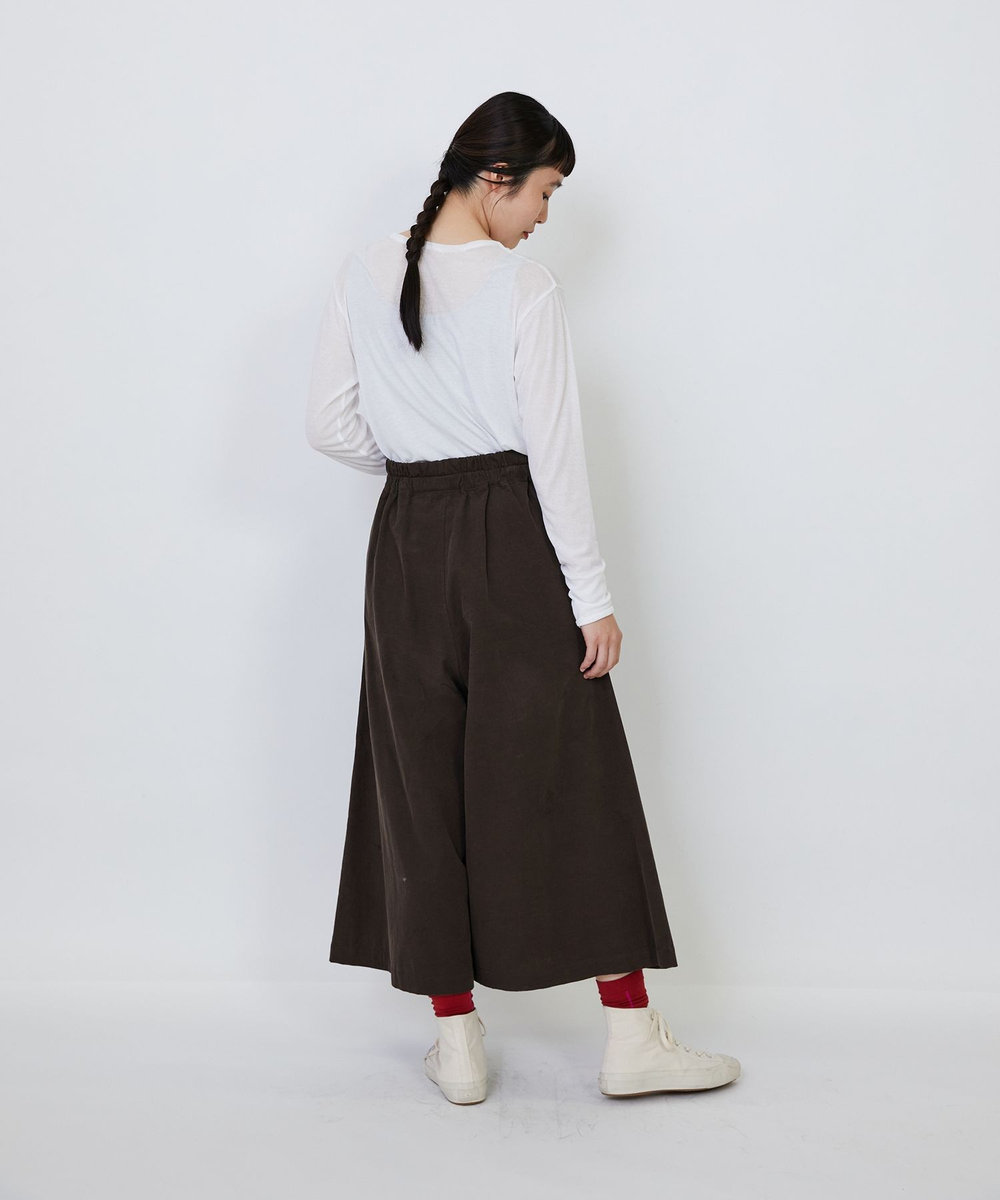 LOISIR 【MTサイズ有り】コットン細コールガウチョパンツ ブラウン