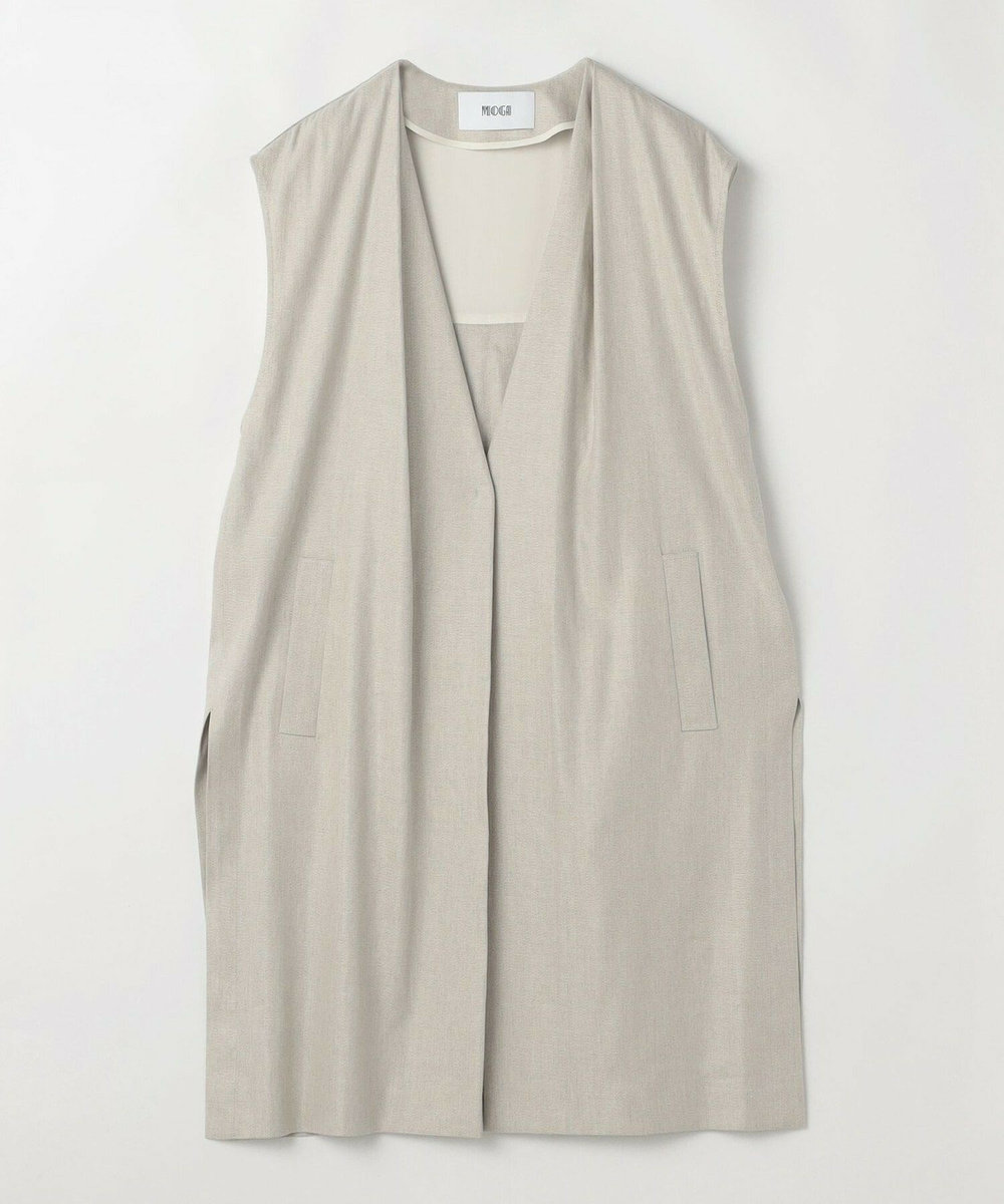 MOGA Collection [MOGA Collection]ハイパーストレッチリネンロングジレ ベージュ