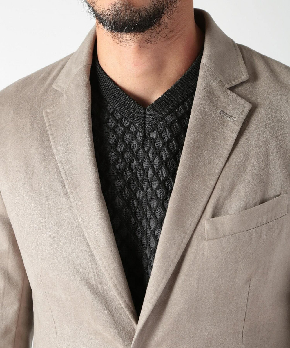 MEN'S BIGI コマスエードストレッチジャケット（セットアップ対応） グレー