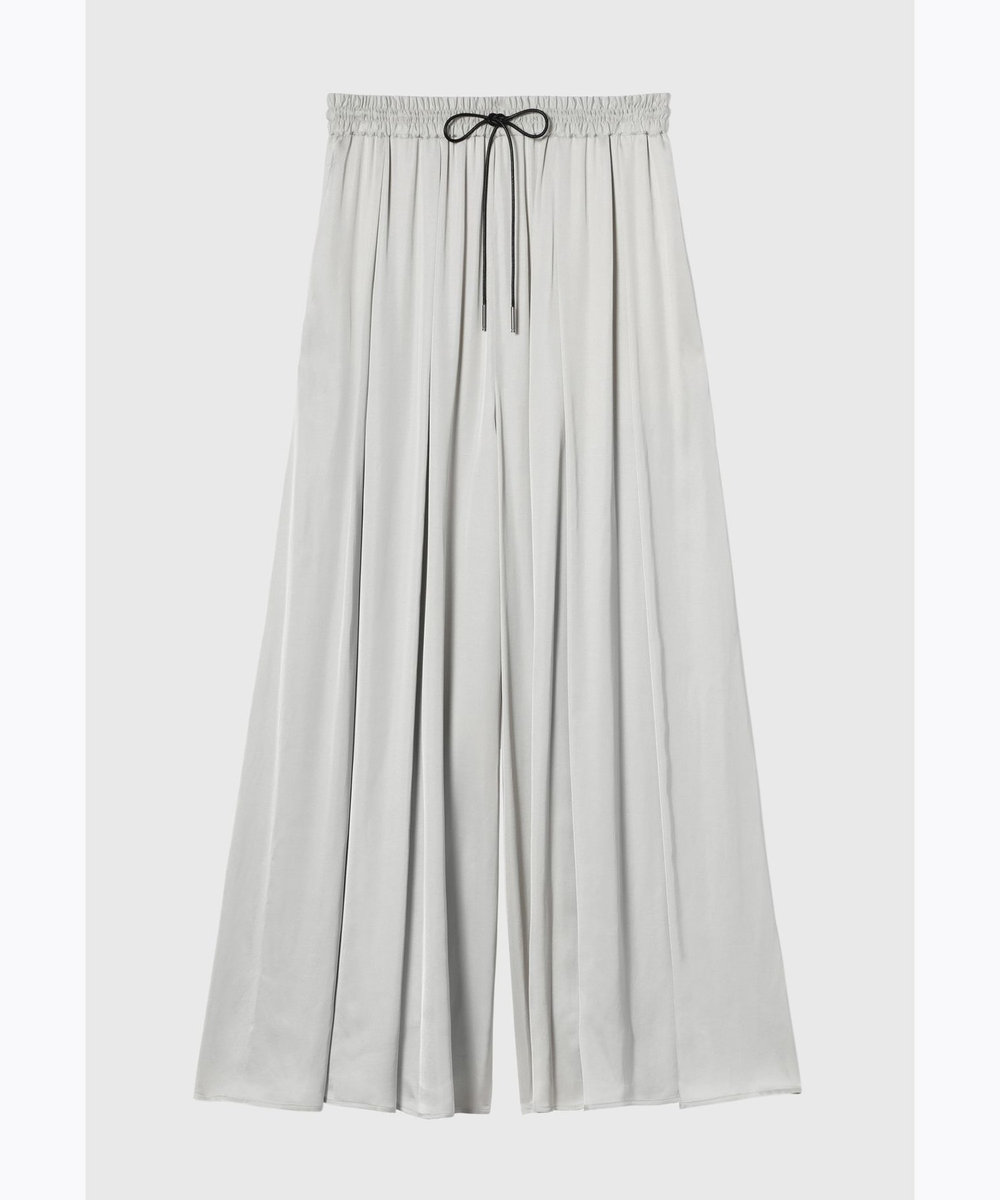 DÉPAREILLÉ VISCOSE SATIN TUCK WIDE PANTS / ヴィスコースサテンタックワイドパンツ ライトグレー