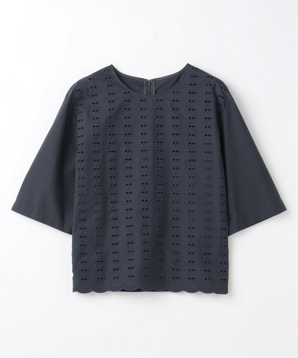 L'EQUIPE コットン刺繍ブラウス ネイビー