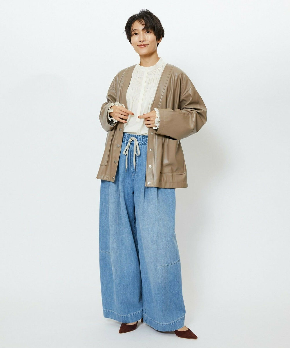 feerique feerique　デニムコクーンシルエットワイドパンツ ブルー