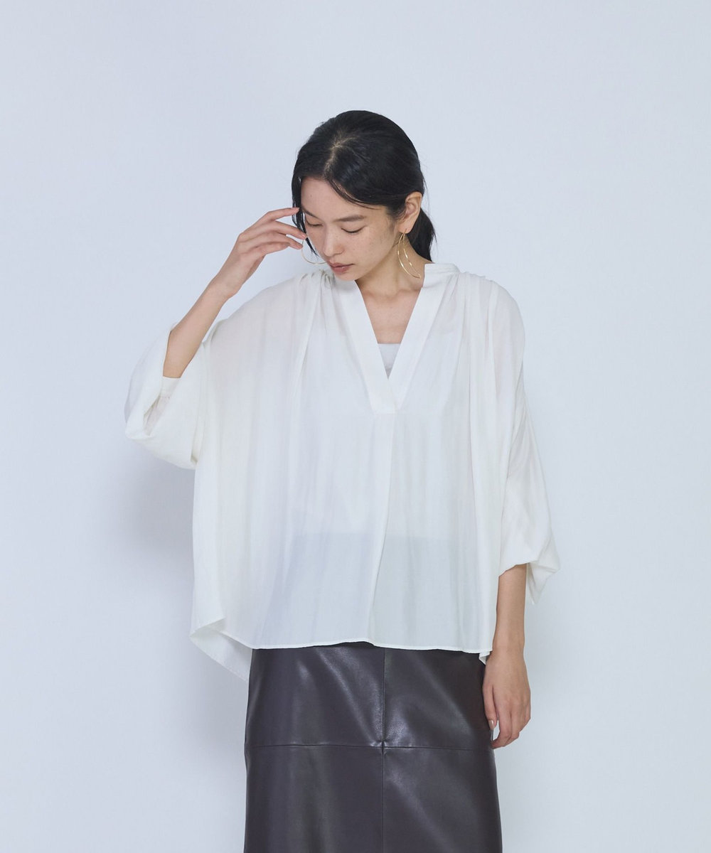 1er Arrondissement ギャザースキッパーブラウス オフホワイト
