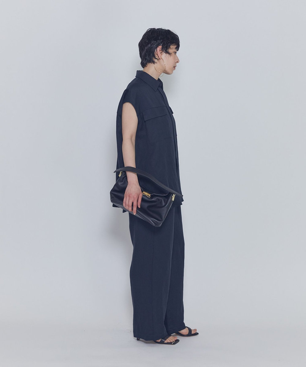 1er Arrondissement テンセルリネンノースリーブシャツ ネイビー