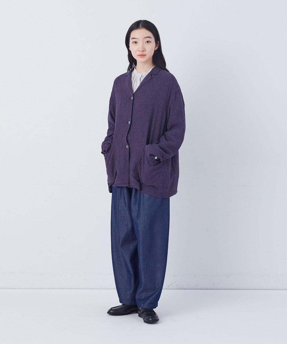 congés payés ADIEU TRISTESSE 【FAVE】シャーリングシャツジャケット ネイビー