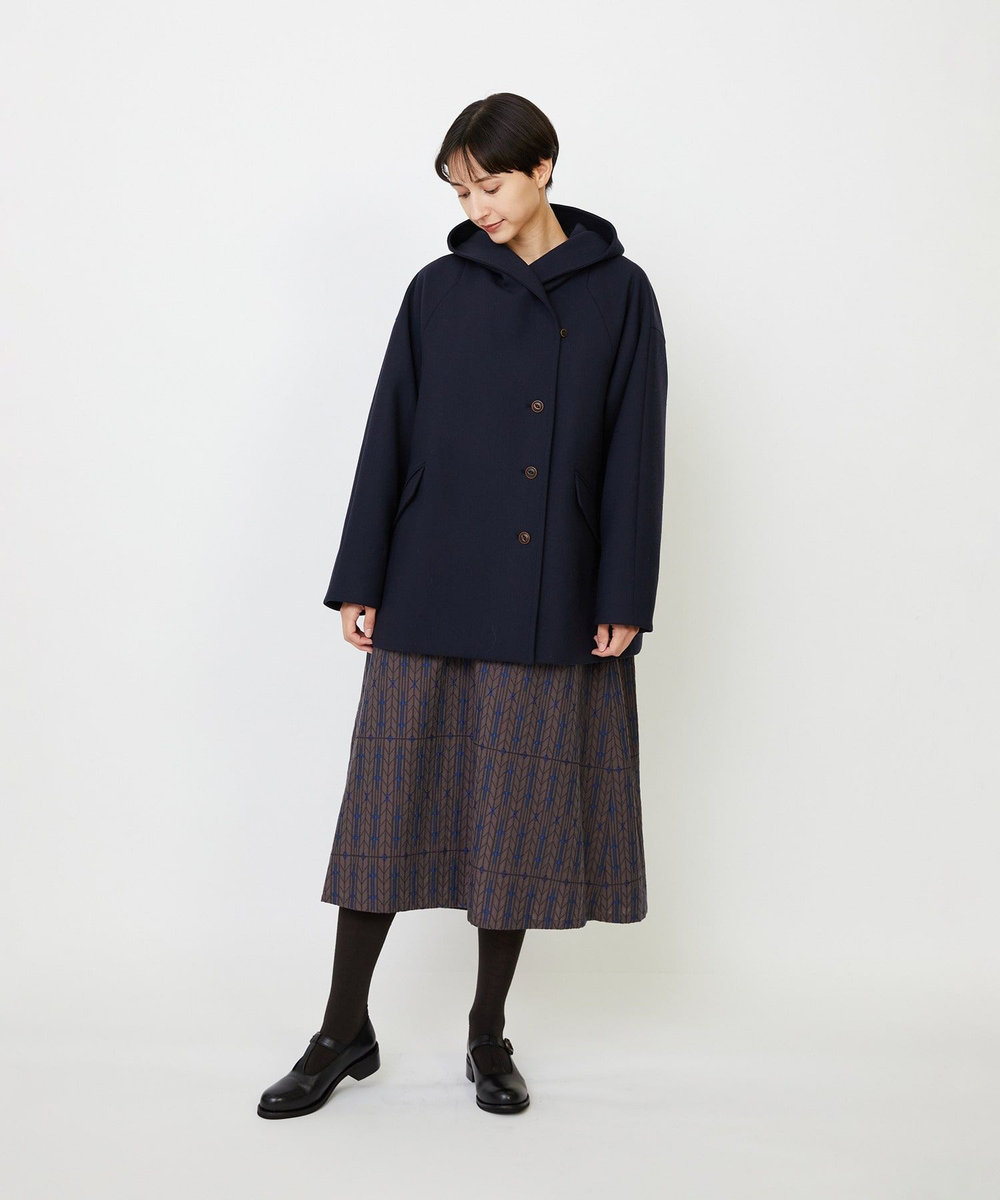 LOISIR フーディショートコート ネイビー