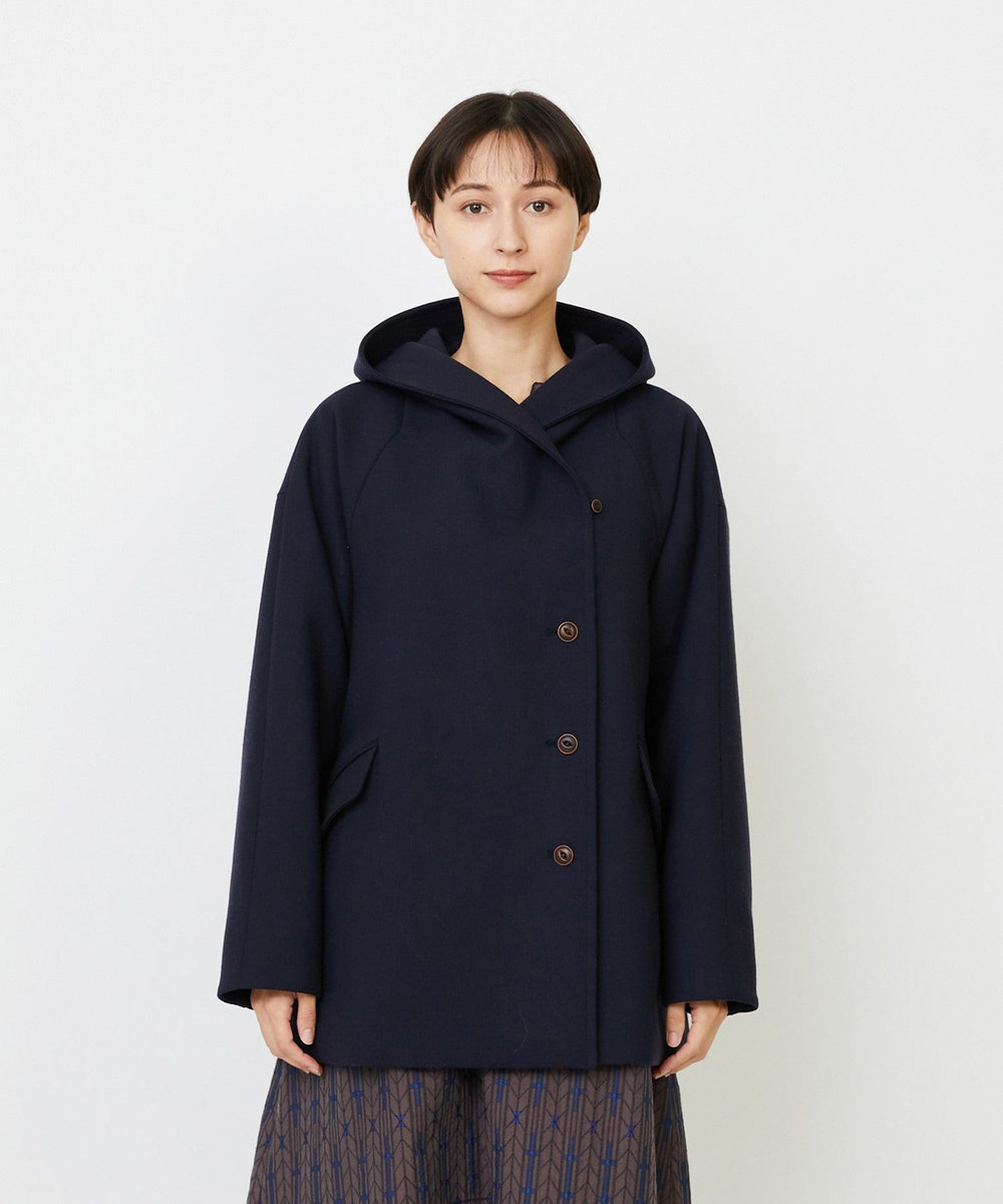 LOISIR フーディショートコート ネイビー