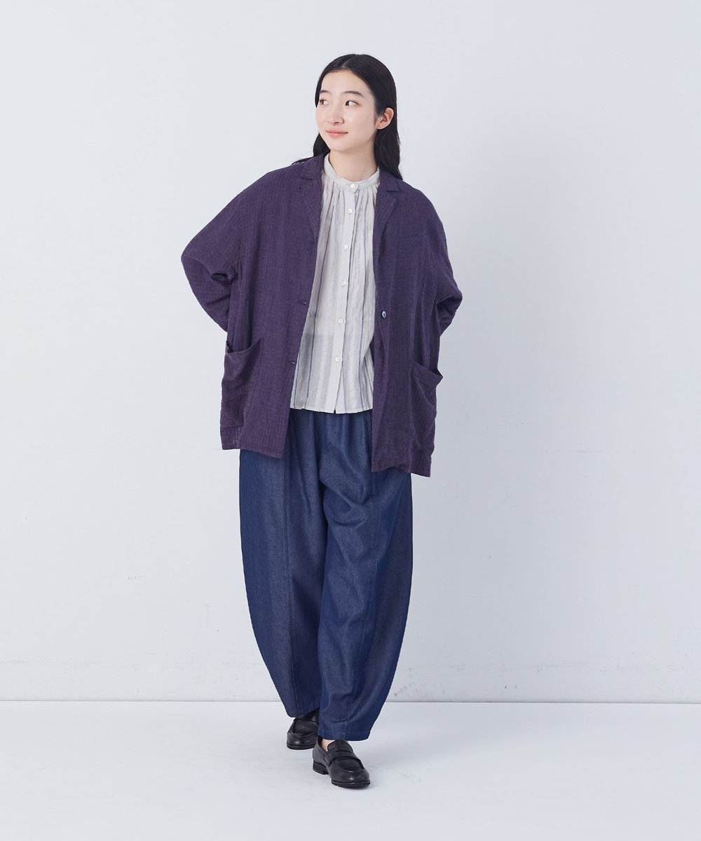 congés payés ADIEU TRISTESSE 【FAVE】シャーリングシャツジャケット ネイビー
