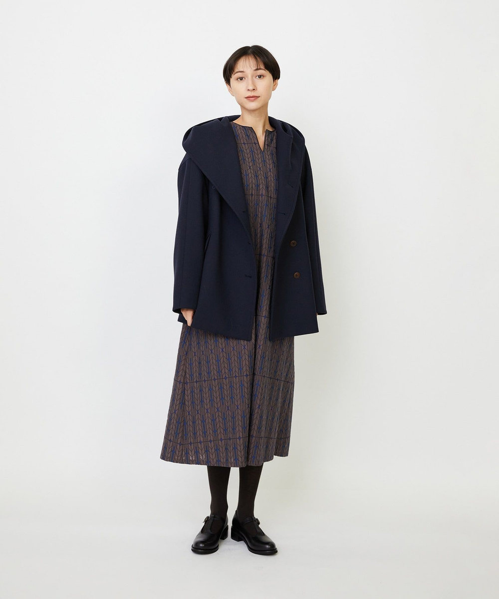 LOISIR フーディショートコート ネイビー