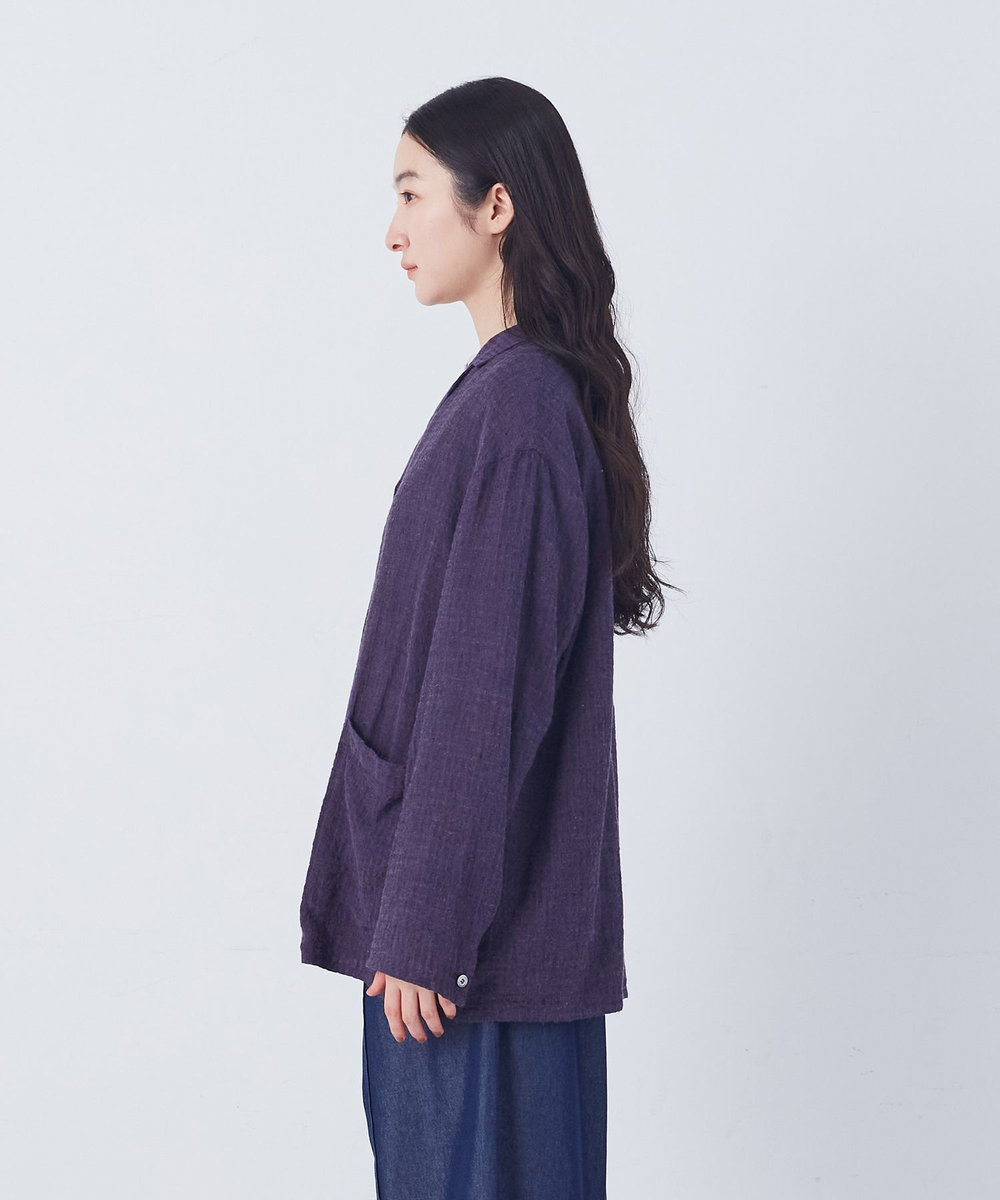 congés payés ADIEU TRISTESSE 【FAVE】シャーリングシャツジャケット ネイビー