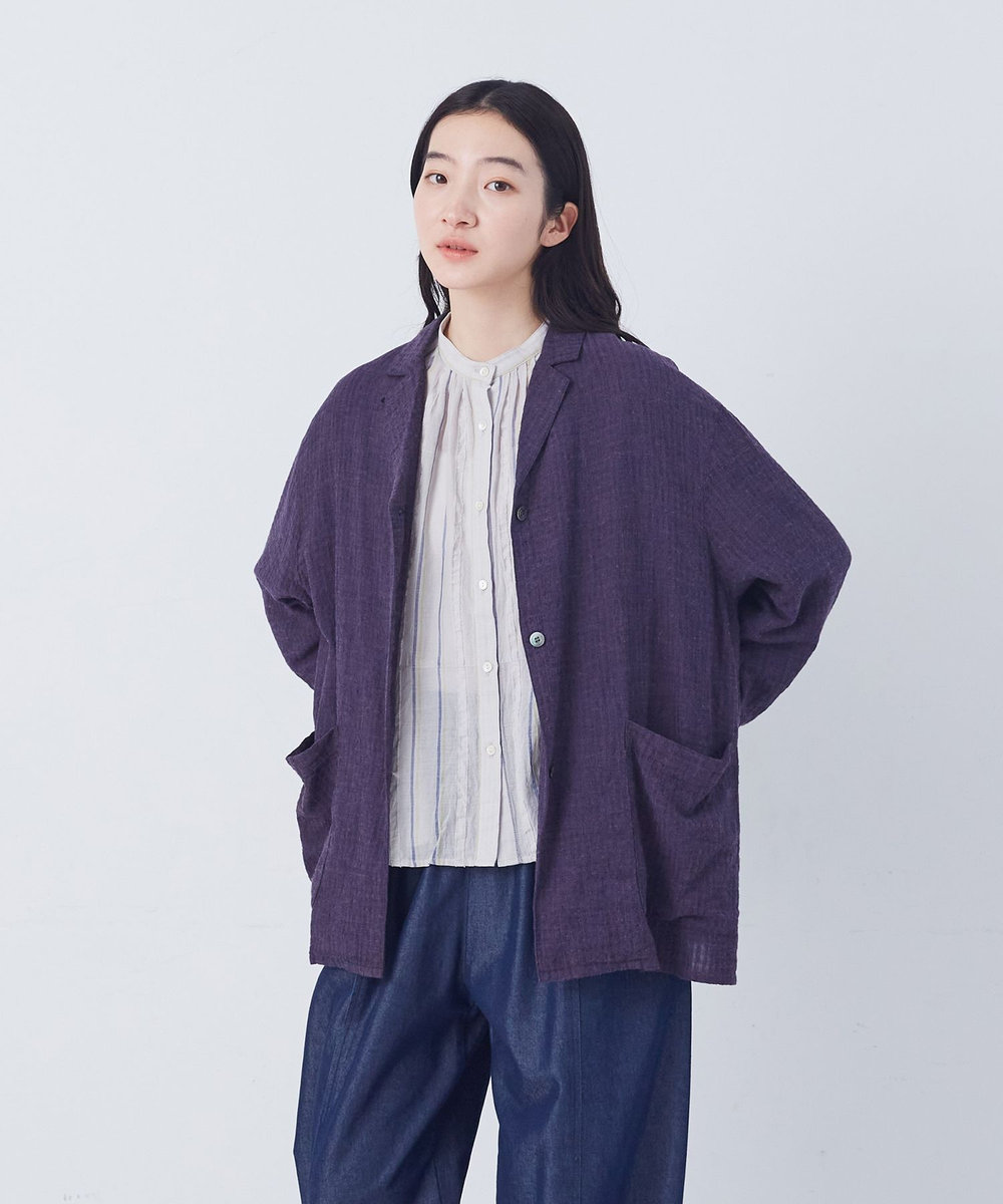 congés payés ADIEU TRISTESSE 【FAVE】シャーリングシャツジャケット ネイビー