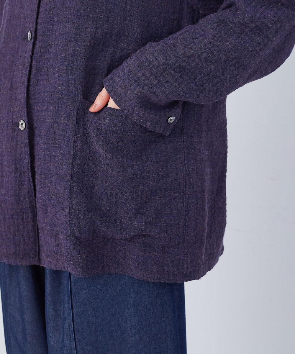 congés payés ADIEU TRISTESSE 【FAVE】シャーリングシャツジャケット ネイビー