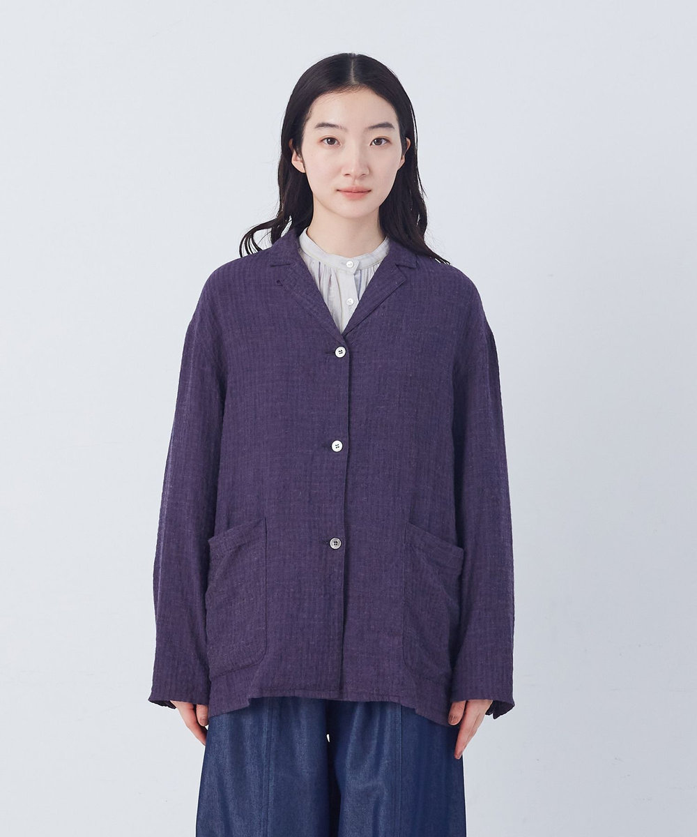 congés payés ADIEU TRISTESSE 【FAVE】シャーリングシャツジャケット ネイビー