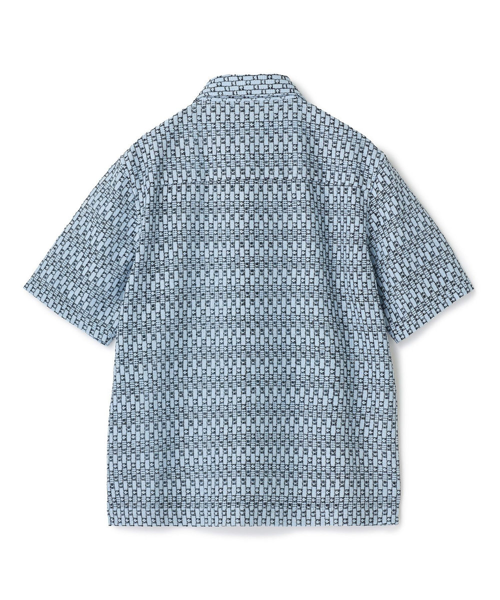 MEN'S BIGI シアージオメトリック半袖シャツ ブルー