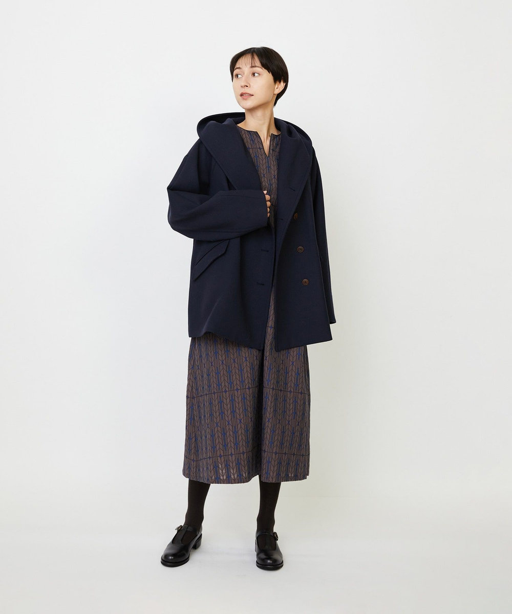 LOISIR フーディショートコート ネイビー