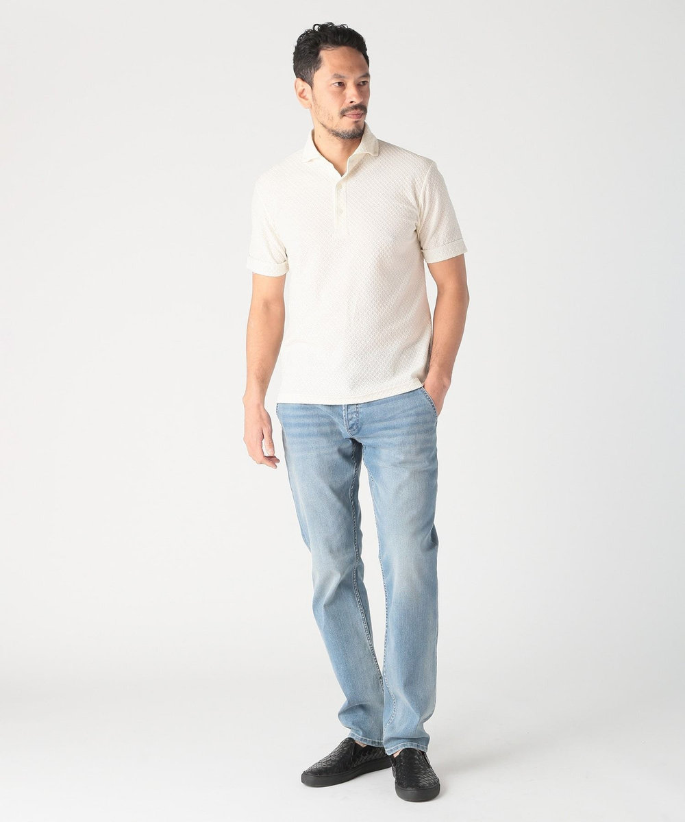 MEN'S BIGI シャーリングジャカードポロシャツ ホワイト