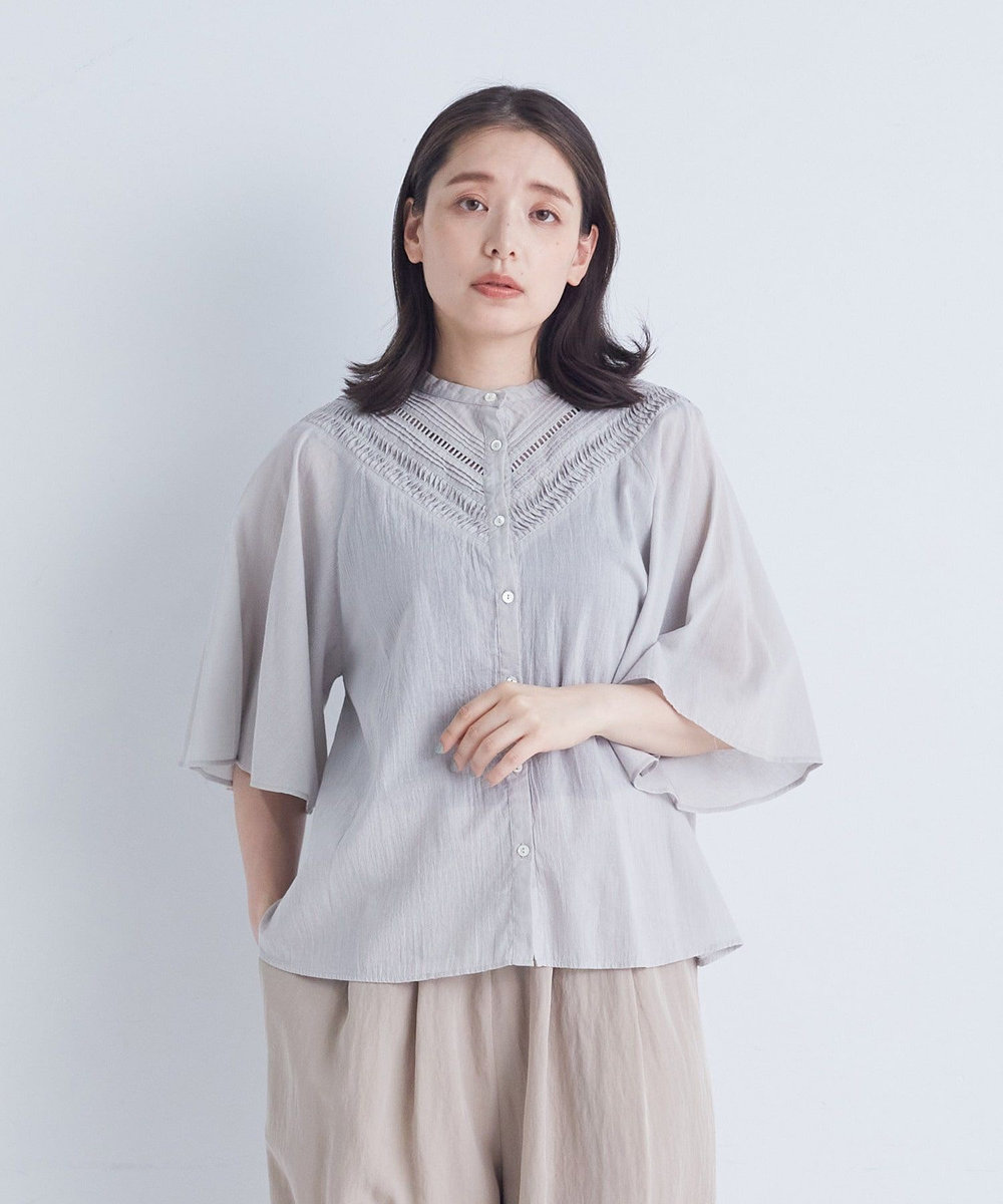 ADIEU TRISTESSE インドフィッシュボーンブラウス グレー