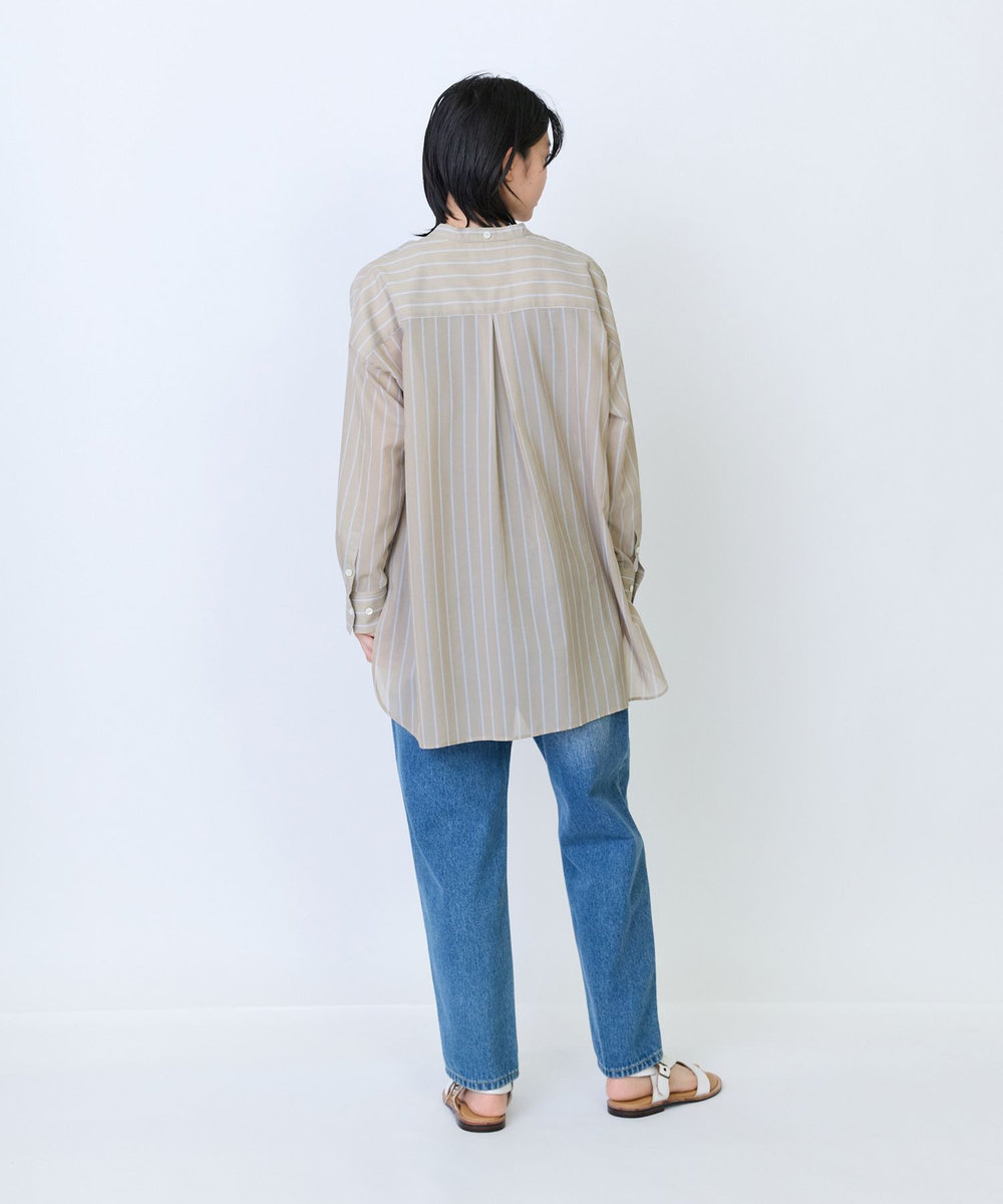 LOISIR エステルコットンストライプチュニックブラウス ベージュ系その他
