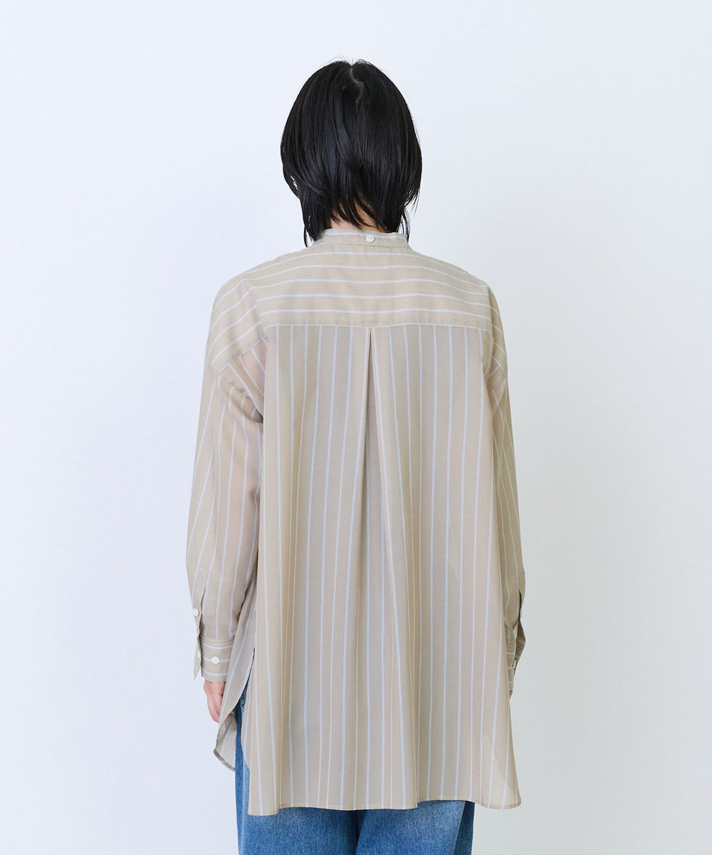 LOISIR エステルコットンストライプチュニックブラウス ベージュ系その他