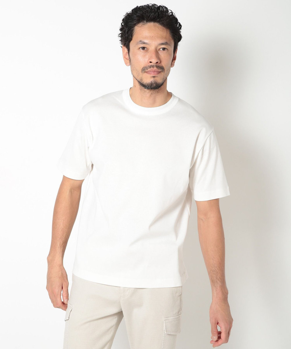 MEN'S BIGI 60/2マーセライズジャージクルーネックTEE ホワイト