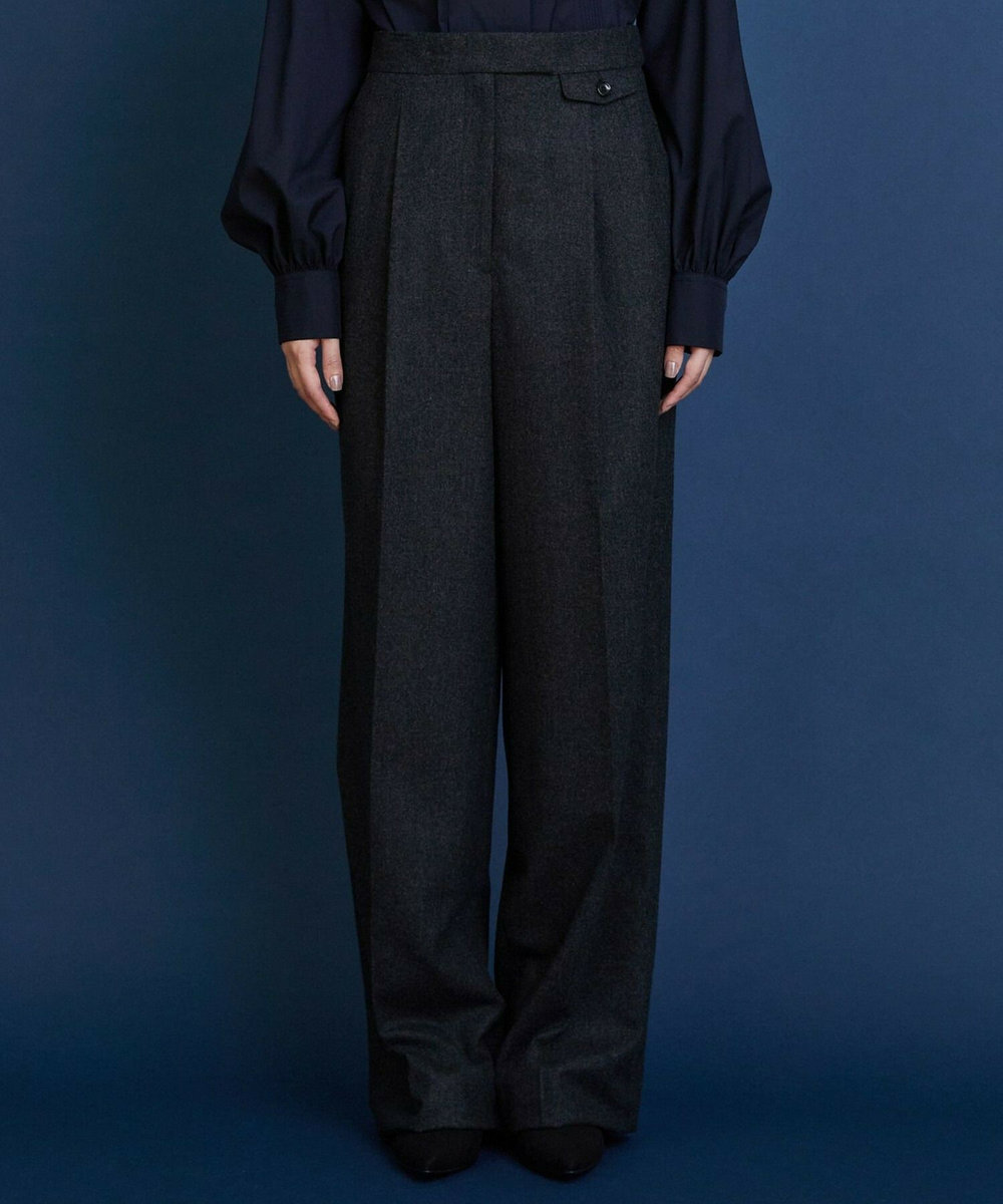 L'EQUIPE COUTURIER ウールカシミヤストレートパンツ チャコールグレー