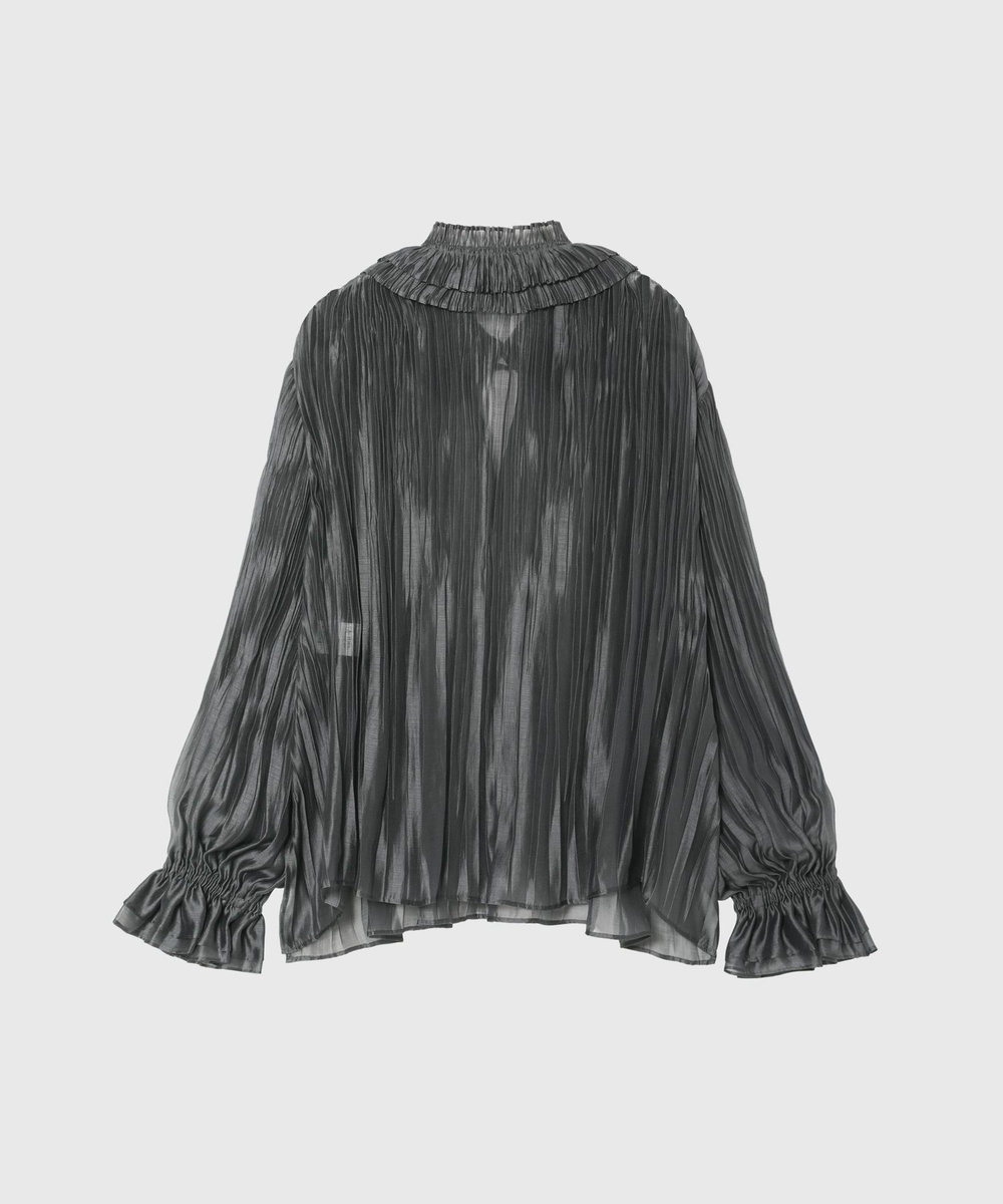 DÉPAREILLÉ TENCEL ORGANDY PLEATS BLOUSE / テンセルオーガンジープリーツブラウス チャコールグレー