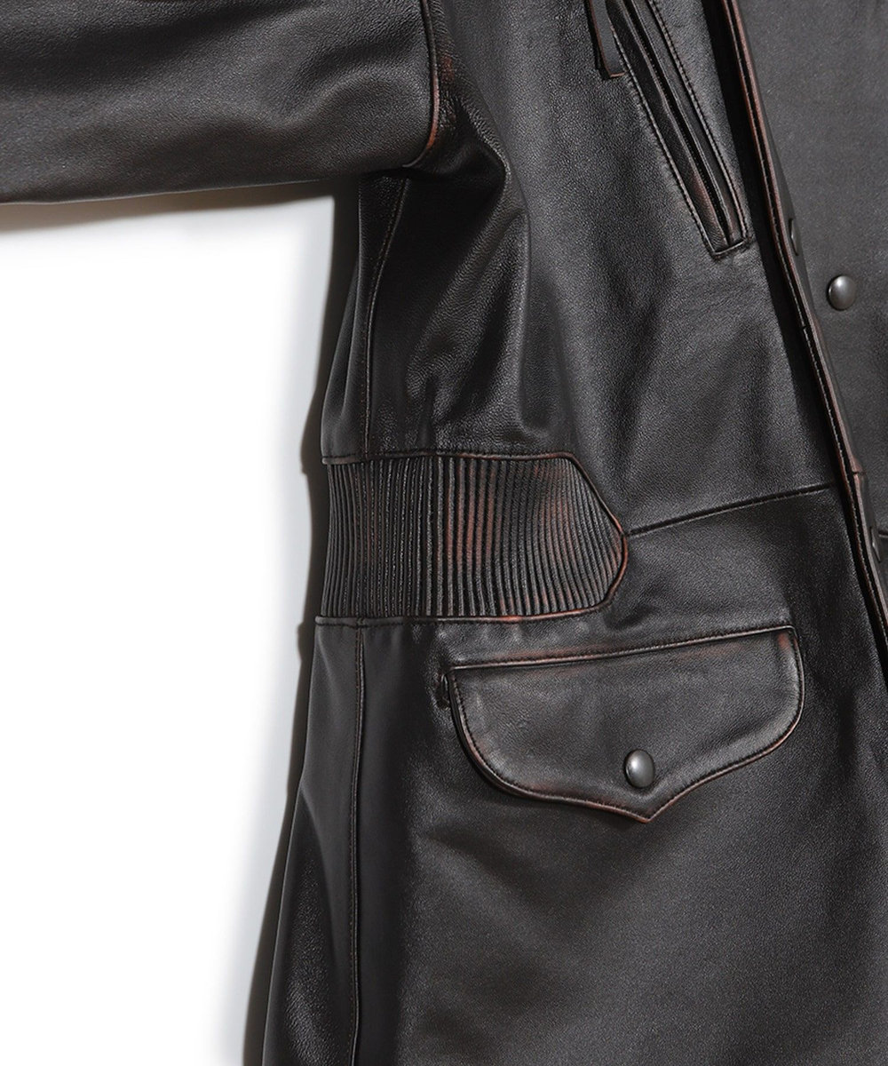 MEN'S BIGI 【50th Anniv . 菊池武夫】AGED SHEEPSKIN LEATHER JACKET ブラウン