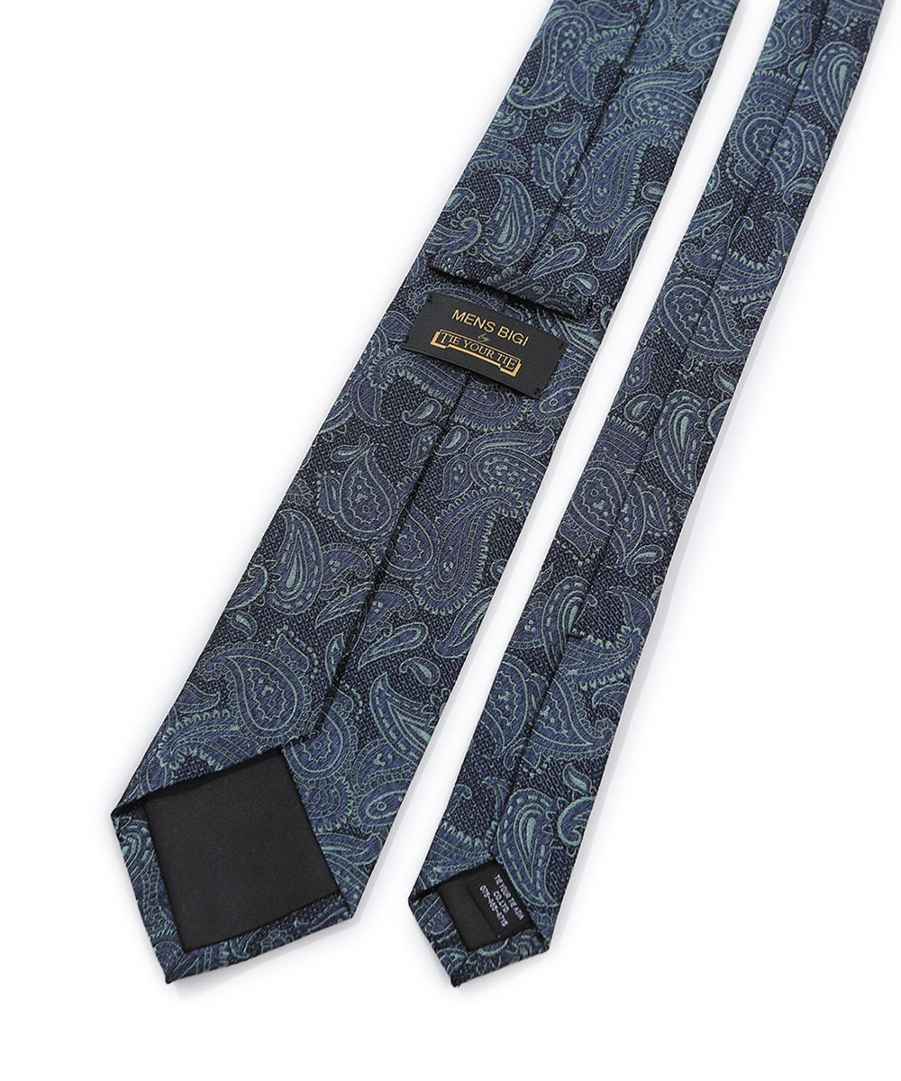 MEN'S BIGI 【TIE YOUR TIE/タイユアタイ】ヴィンテージペイズリー柄ネクタイ ターコイズブルー