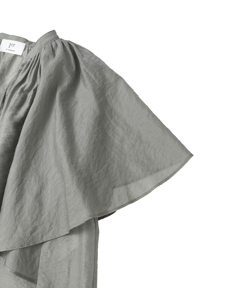 1er Arrondissement シアーキュプラシルクラッフルブラウス グレー