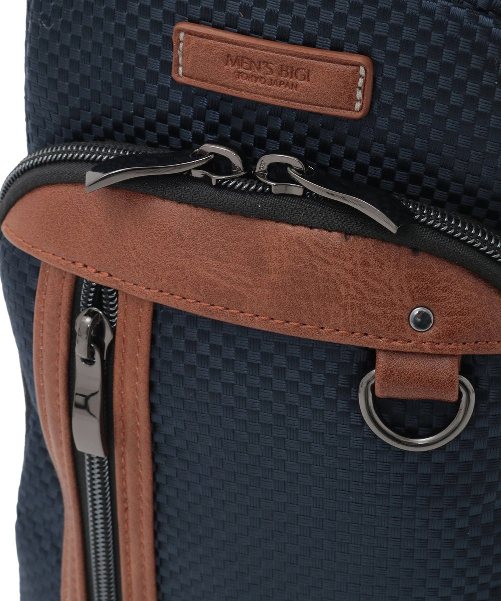 MEN'S BIGI 合皮切り替え ボディバッグ ネイビー