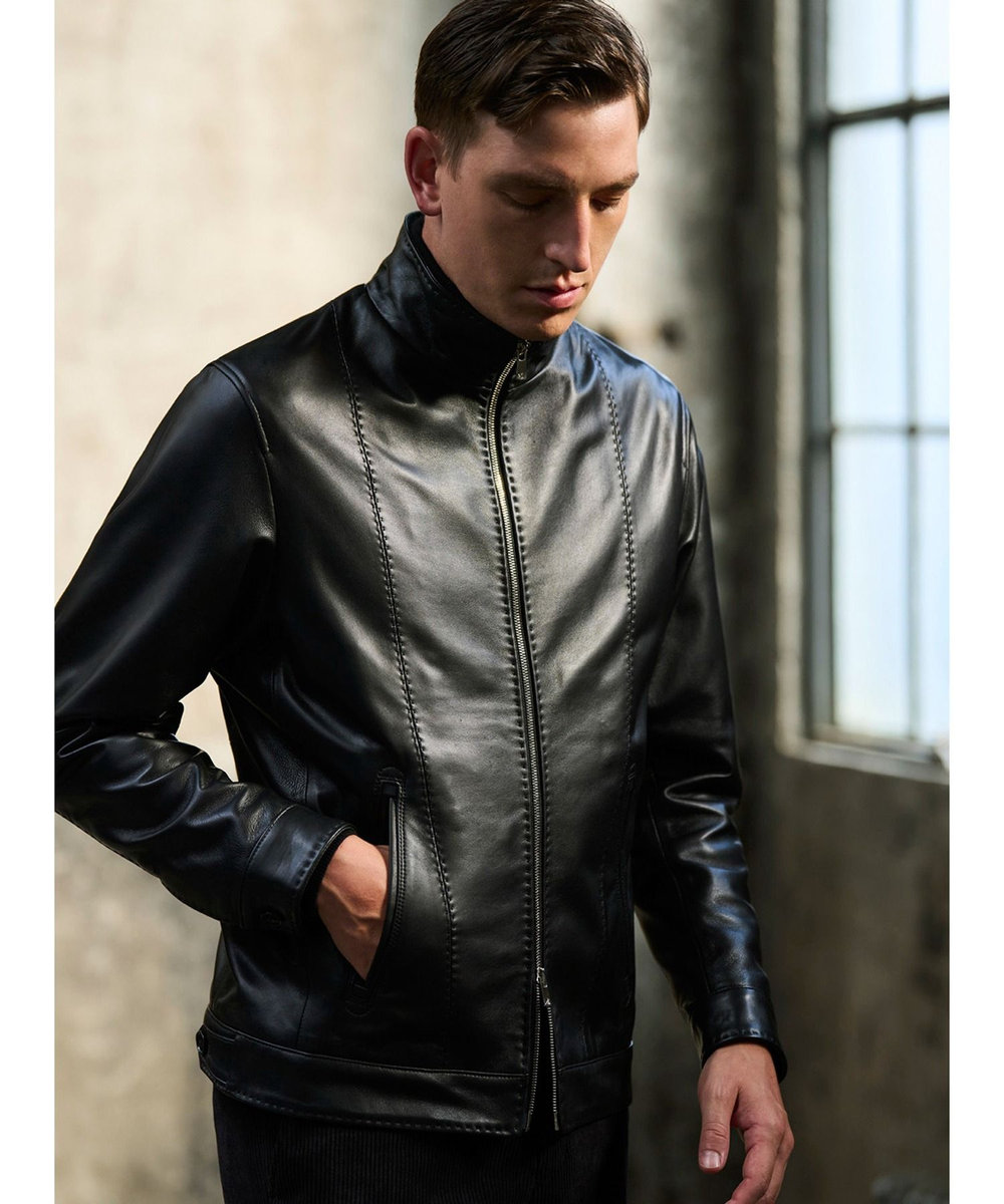 MEN'S BIGI クロームタンニングレザージャケット ブラック