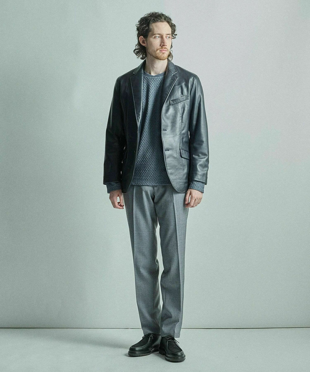 MEN'S BIGI シープレザーテーラードジャケット ネイビー