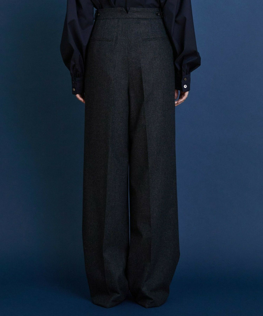 L'EQUIPE COUTURIER ウールカシミヤストレートパンツ チャコールグレー