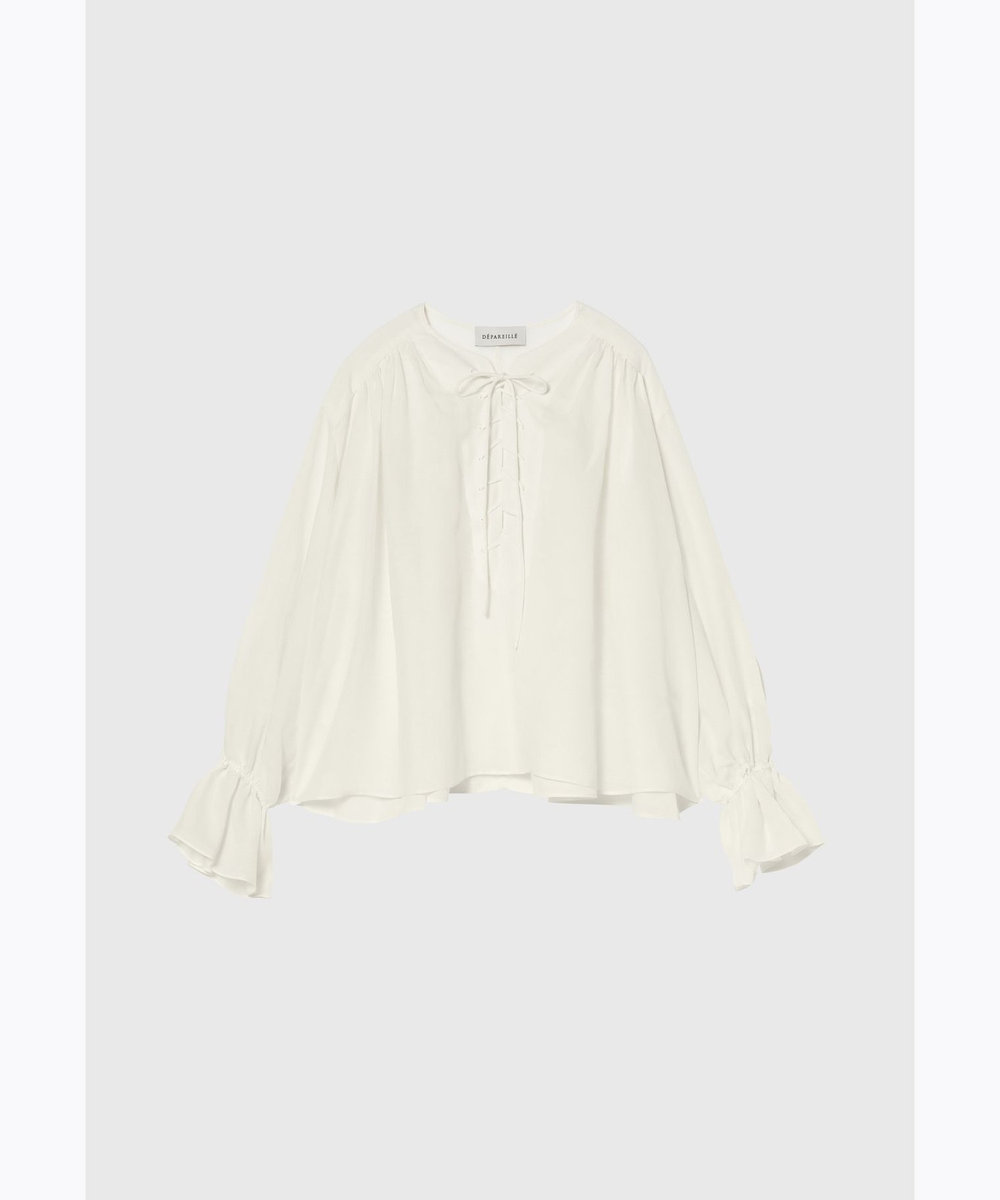 DÉPAREILLÉ LINEN LACE UP BLOUSE / リネンレースアップブラウス オフホワイト
