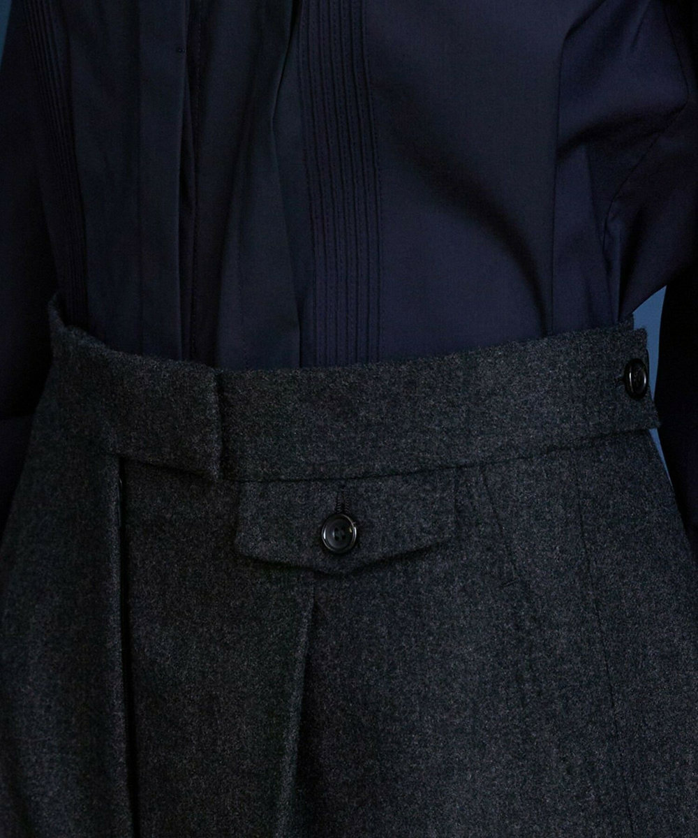 L'EQUIPE COUTURIER ウールカシミヤストレートパンツ チャコールグレー