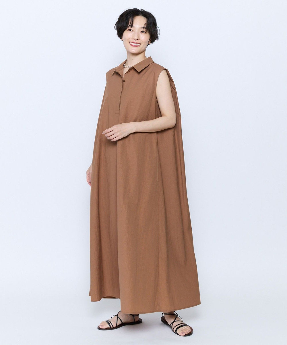 feerique feerique 綿ナイロンクロスAラインワンピース ブラウン