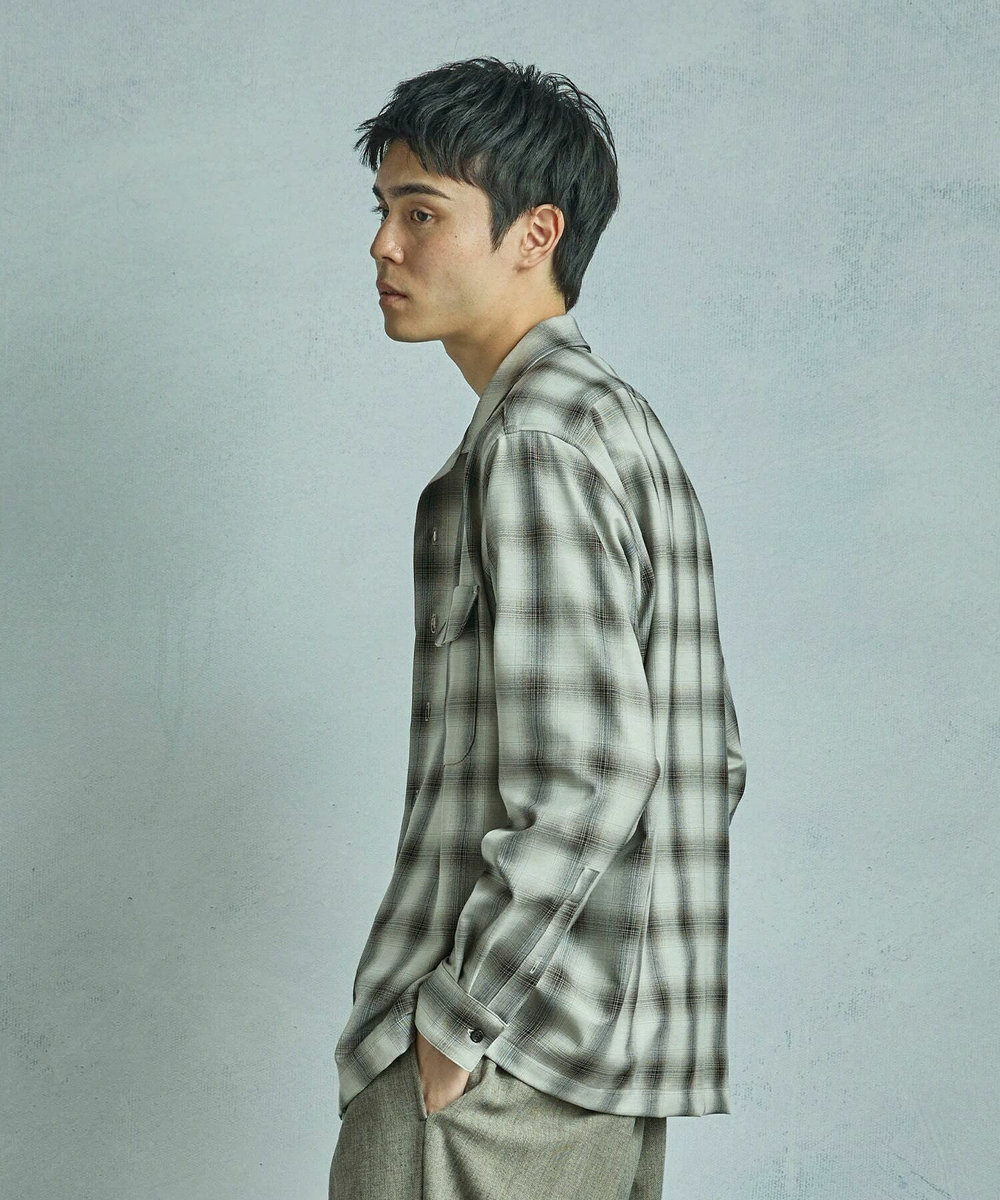 MEN'S BIGI ダブルポケットオンブレーチェックシャツ＜ストレッチ＞ ベージュ系その他
