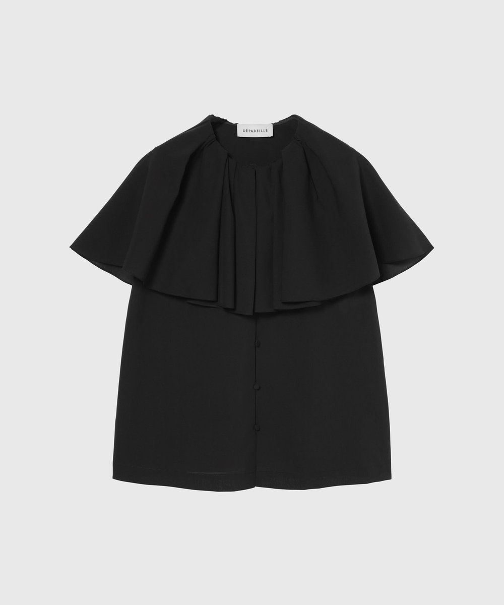 DÉPAREILLÉ 	DRY DUNGAREE SHORT SLEEVE BLOUSE / ドライダンガリーショートスリーブブラウス ブラック