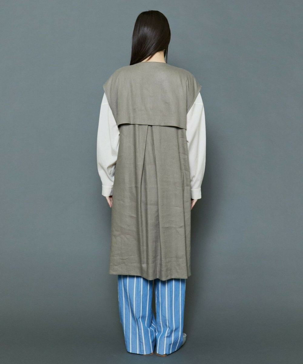MOGA Collection [MOGA Collection]ハイパーストレッチリネンロングジレ カーキ