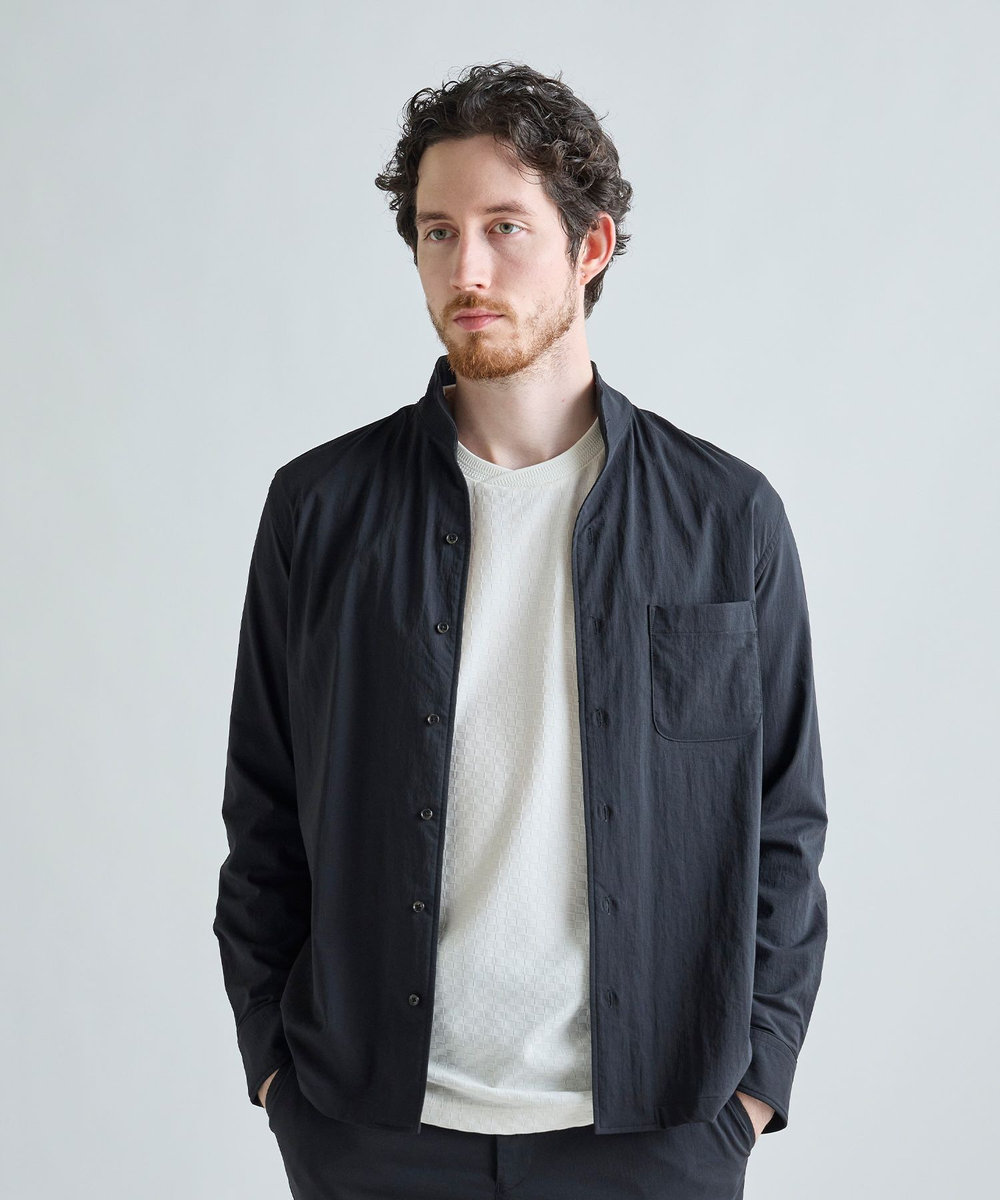 MEN'S BIGI リンクスジャカード 変形クルーネックロングTシャツ［抗菌防臭］ ホワイト