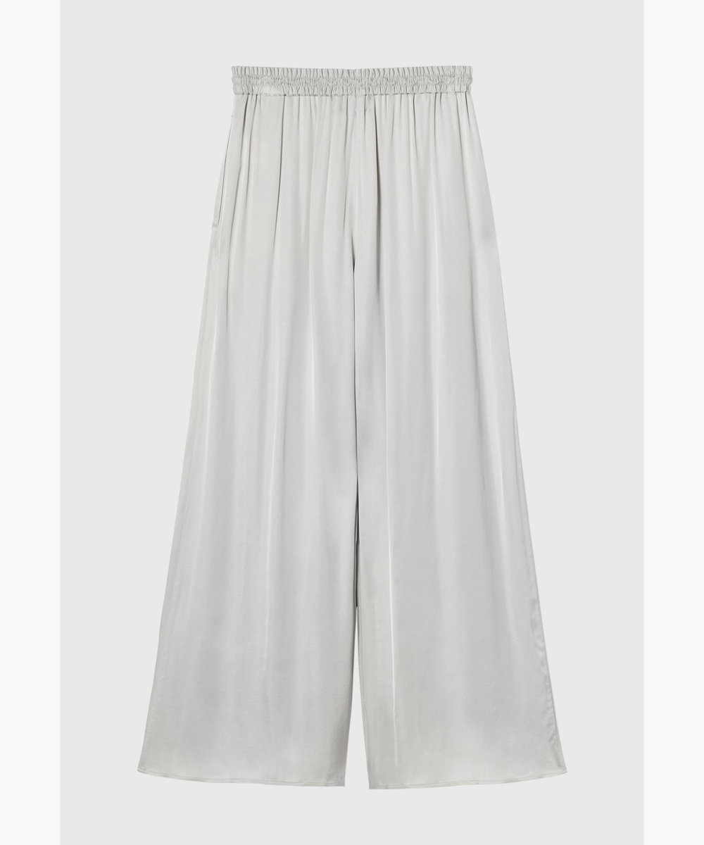 DÉPAREILLÉ VISCOSE SATIN TUCK WIDE PANTS / ヴィスコースサテンタックワイドパンツ ライトグレー