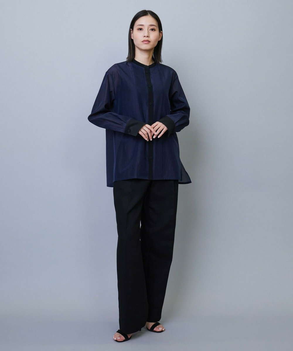 L'EQUIPE COUTURIER コットンシルクシャツ ネイビー