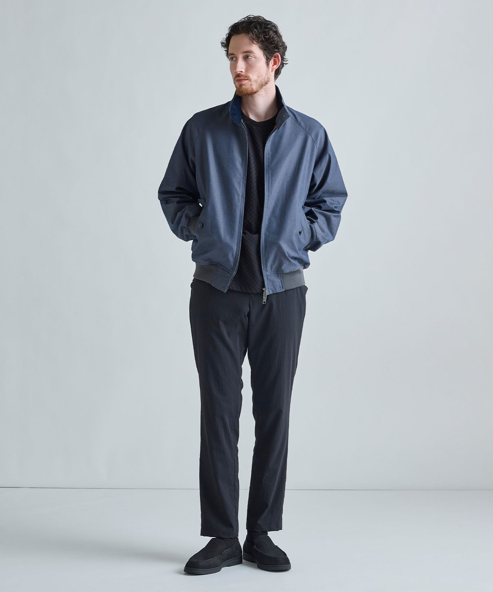 MEN'S BIGI リンクスジャカード 変形クルーネックロングTシャツ［抗菌防臭］ ブラック