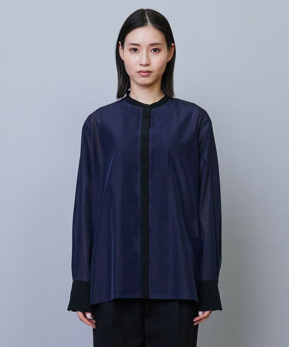 L'EQUIPE COUTURIER コットンシルクシャツ ネイビー
